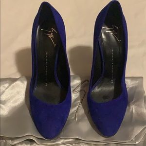 Royal blue suede heels